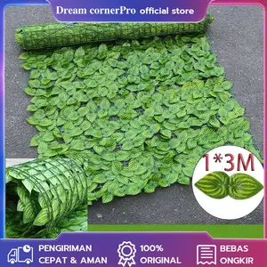 Tanaman Hias Daun Rambat Sintetis Panjang 1*3M/Daun Hias Ornamen Dekorasi Rumah Pagar Dinding /Roll Daun Rambat Plastik/Daun Sintetis/Daun Buatan/Dinding Bunga Berkualitas Tinggi/ Dekorasi Taman  Plastik Alami Hijau Semangka sintetis