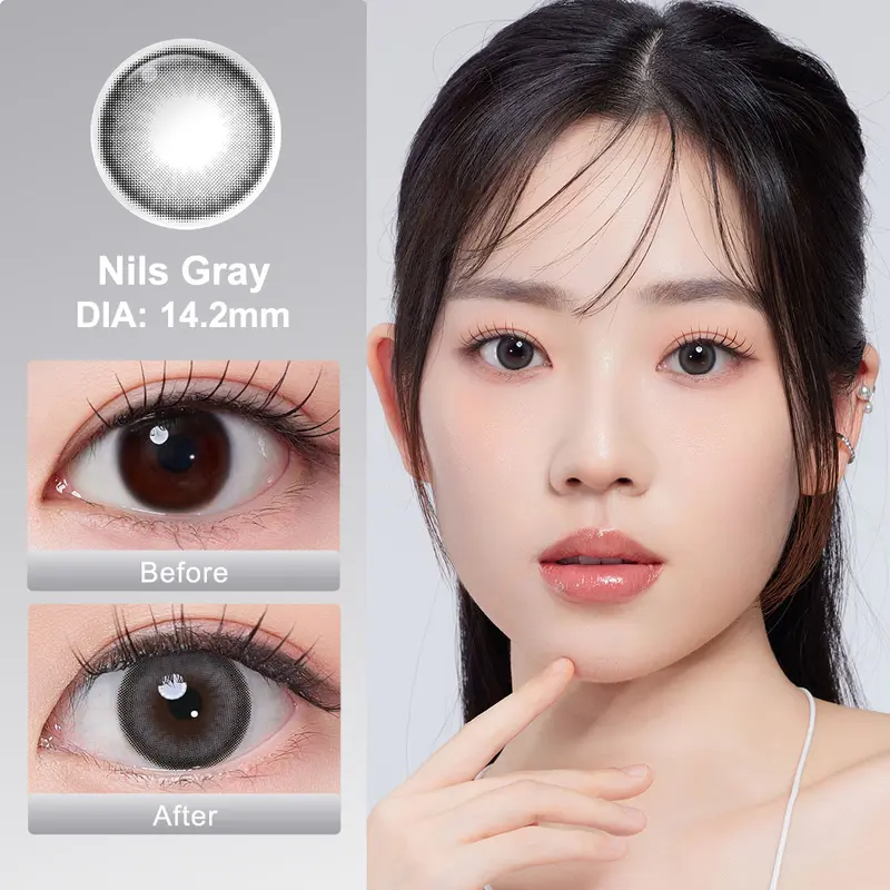 【New & Normal】Magister Softlens DIA 14.2/14.5mm Cokelat Natural Nils Brown Lens Kontak Minus 0.00~-6.00 Abu-abu Ocean Smog Gray Lensa with Case 4