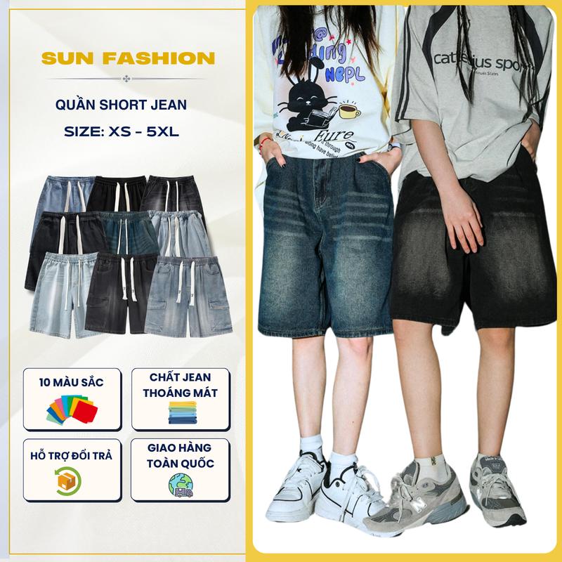 Quần short jean nam nữ ống rộng SUN S2 màu sắc đa dạng vải jean mặc thoải mái form dáng đẹp thời thượng Menswear Ong