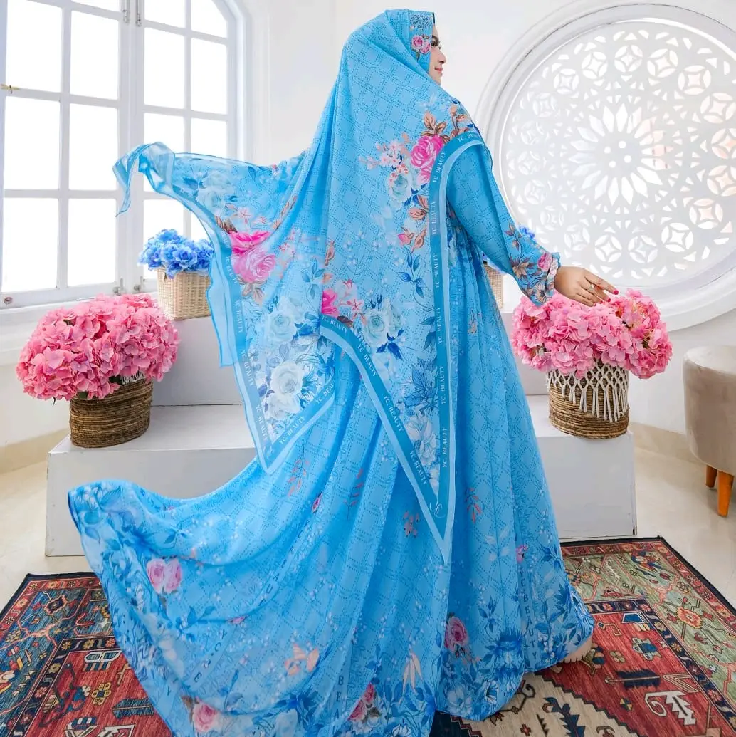 Almira Gamis  Motif printing  Digital klok mayung Gamis pesta   Syari Muslim Kondangan