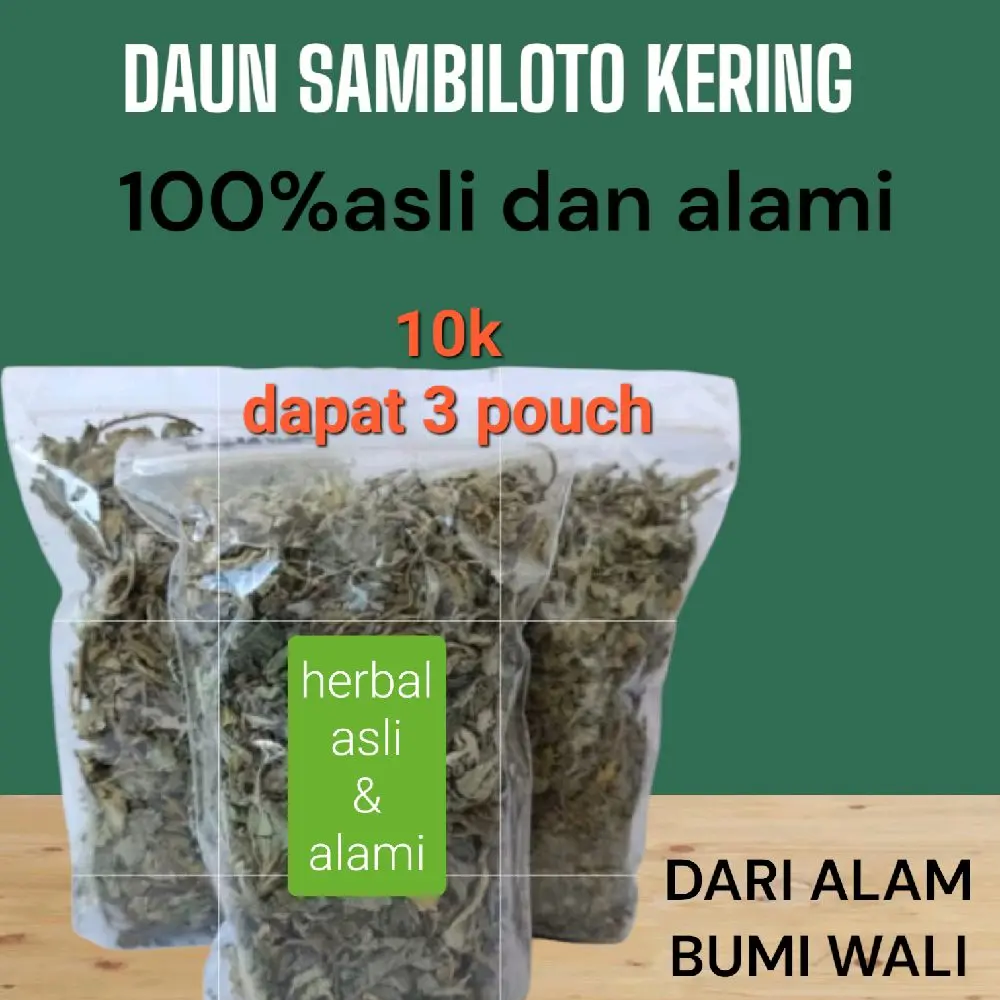 Daun sambiloto kering asli dan alami.langsung dari alam bumi wali dapat 3 POUCH