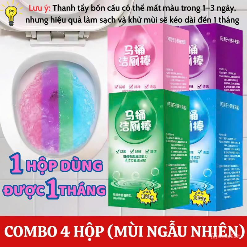 COMBO 4 HỘP Ngẫu Nhiên Thả Bồn Cầu Viên Tẩy Bồn Cầu Loại Bỏ Mảng Bám Khử Mùi Hôi Diệt Vi Khuẩn 99% Dùng 1 Tháng