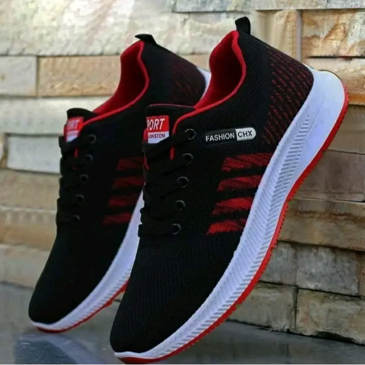 Sepatu sport pria CHX Sepatu pria kekinian Casual Shoes Hitam Merah