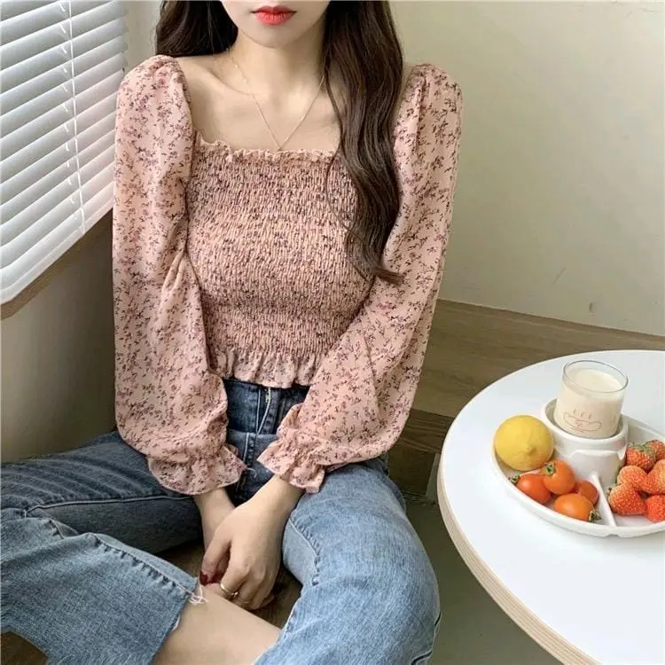BAJU ATASAN BUNGA SABRINA VINTAGE - GRATIS ONGKIR BISA COD - toko gev PONTIANAK - ALICE 5