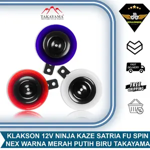 Klakson Motor LED Universal Nex Spin Ninja Satria Fu Athlete Lets Smash Shogun Hayate Skywave Skydrive Address GSX Kaze Blitz 2Pin 12V Merah Putih Biru Takayama