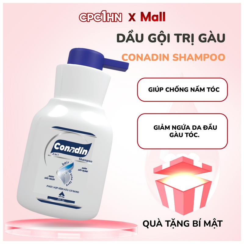 Dầu Gội Dầu Xả Chuyên Trị Gàu Ngứa Nấm Da Đầu Hiệu quả CONADIN chai 300ml Dưỡng Tóc