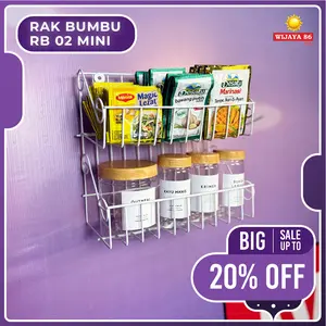 RAK BUMBU RB 02 MINI | RAK BUMBU 2 SUSUN | RAK DAPUR | RAK SUSUN SERBAGUNA | RAK GANTUNG PUTIH HITAM