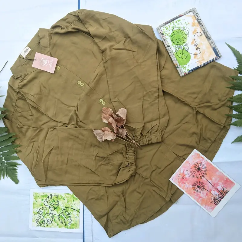 Kemeja blouse wanita kekinian 2024 Atasan  Cewek Rayon twill 1