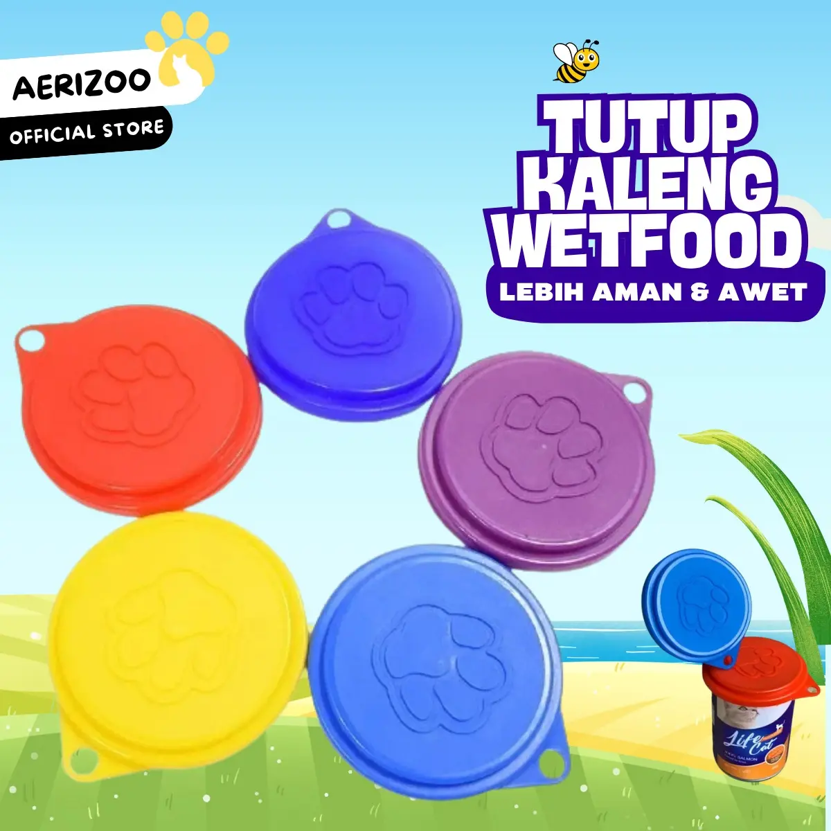 Penutup Kaleng Makanan Kucing Anjing Bahan Elastis Aerizoo