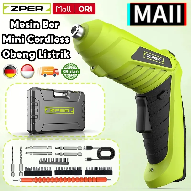 【COD】ZPER Mesin Bor Baterai 4.2V Obeng Listrik Cordless Drill Battery Bor Kayu Triplek Besi Bor ZP016 pompa air mancur stanley Torsi mesin bor cas 2 batre obeng  bor elektrik impact  1 set komplit power  tools 0