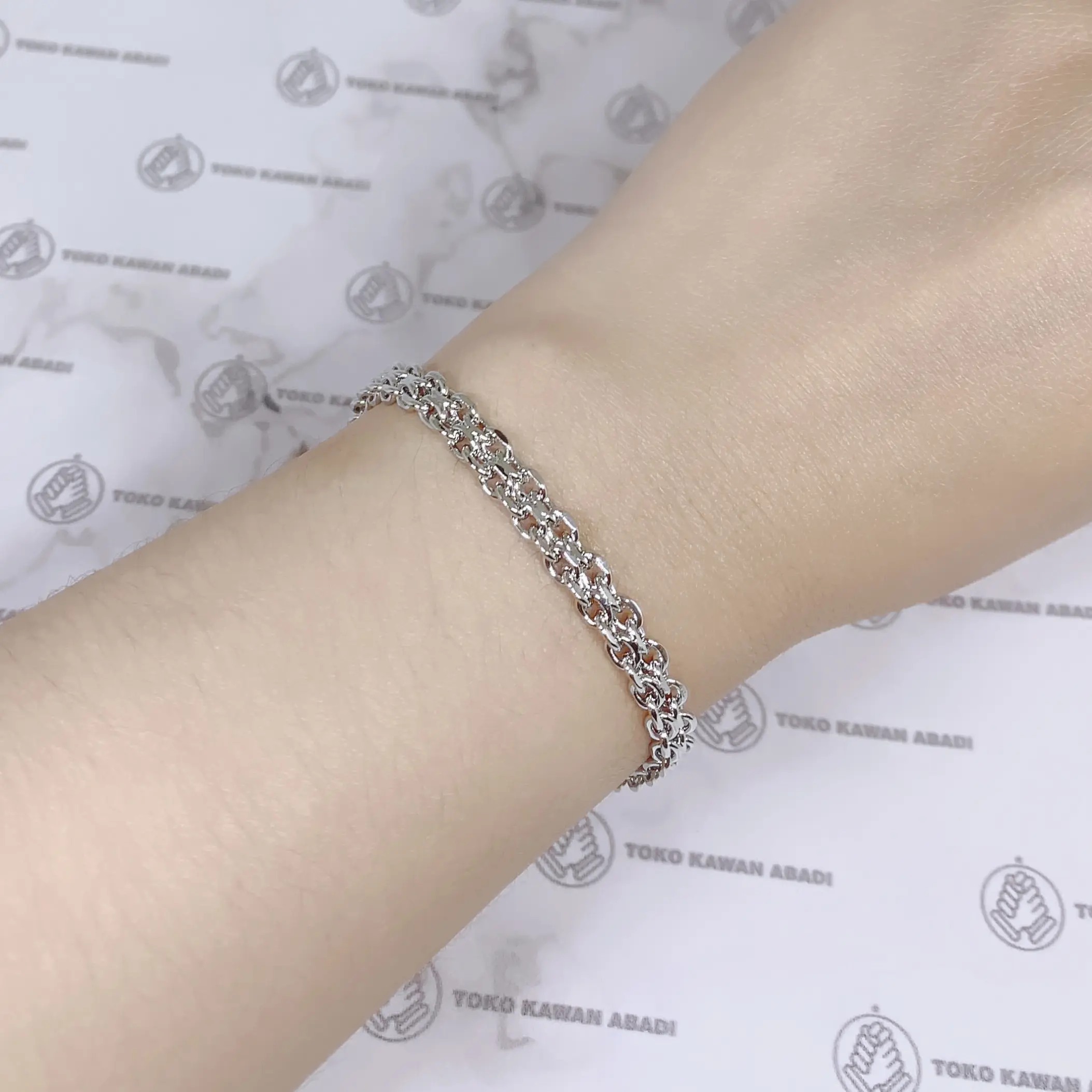 Gelang Tangan Dewasa Silver Model Rantai Tikar Terbaru *129