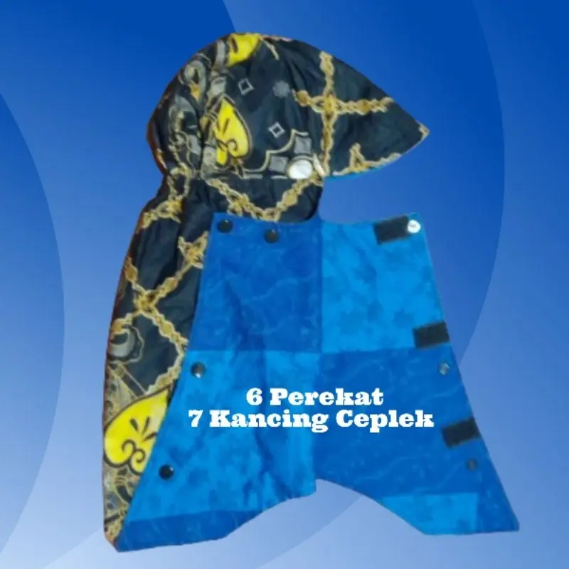 Topi Kerpus Proyek Mancing Jepang Las Sebo Anti Panas Matahari Tipe Besar 7 Kancing Ceplek 6 Perekat Bahan Katun 2 Lapis Adem Nyaman Motif Batik Bolak Balik 4