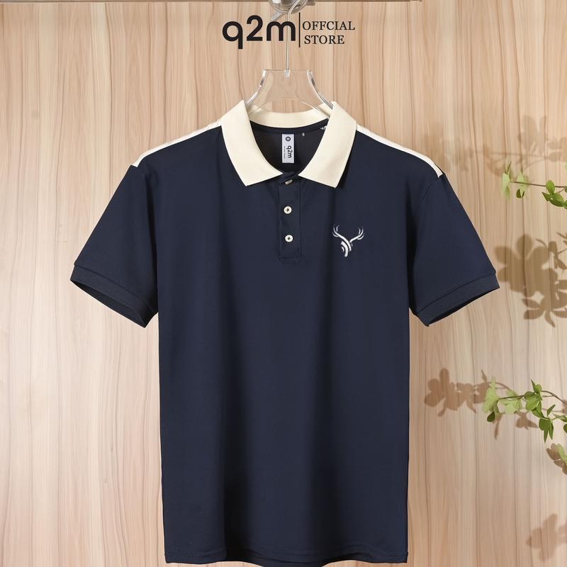 Áo Phông Polo thương hiệu q2m , Màu Xanh Than Be Đơn Giản mã q2m-88