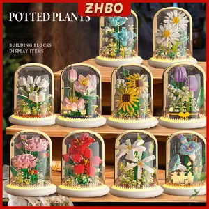 [Lampu] Mainan Balok Bunga Bricks Flower Kreatif Untuk DIY Bunga Keabadian yang Romantis 3D Puzzle Mainan Hadiah