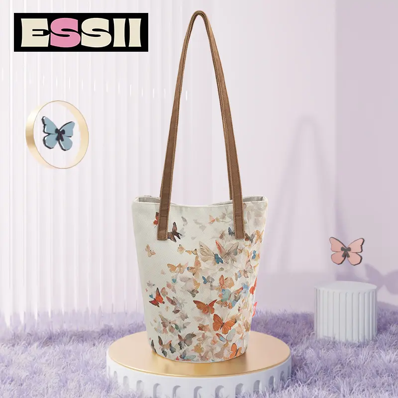 Butterfly Love Flower Long Shoulder Bucket Bag