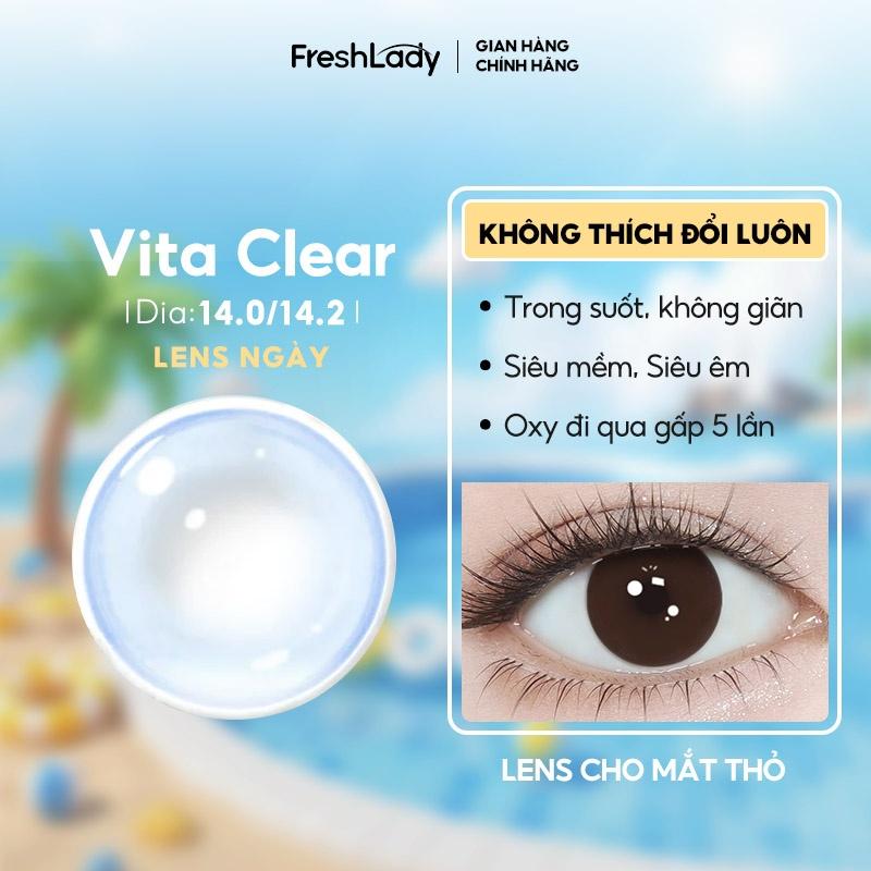 Lens 0.5-10 độ 1 Cặp Kính áp tròng trong suốt Freshlady 14.0-14.2MM Dễ đeo học sinh (Tặng hộp đựng lens)