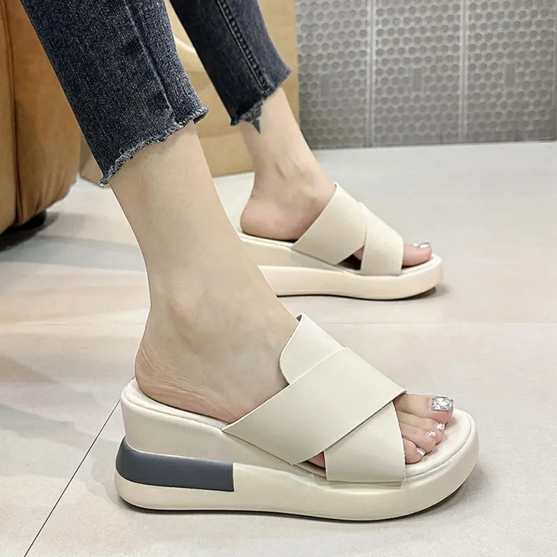 Sandal Wedges Wanita Fashion Viral Kekinian 2024 - Ukuran 37-42, Tinggi Hak 5 Cm - Sendal, Cewek Perempuan wedge  sandals 3