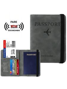 Funda de pasaporte de piel sintética, porta pasaporte con ranuras para tarjetas, cartera de pasaporte con bloqueo RFID, organizador de documentos de viaje, estuche de pasaporte para hombres y mujeres