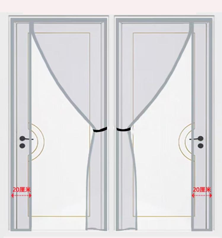 Rèm cửa chống muỗi từ tính màu xám cho cửa ra vào bên hỗ trợ kích thước tùy chỉnh dán Velcro thích hợp cho mùa hè rèm lưới chống muỗi ngủ yên tĩnh tắt màn hình tự động.