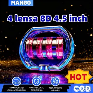 Lampu Biled Tembak LED Projie Biled & Shroud 4 Lensa 4.5inc Dengan Devil Eye Original Super Terang High Low 40Watt DC12V-65V 36000LM
