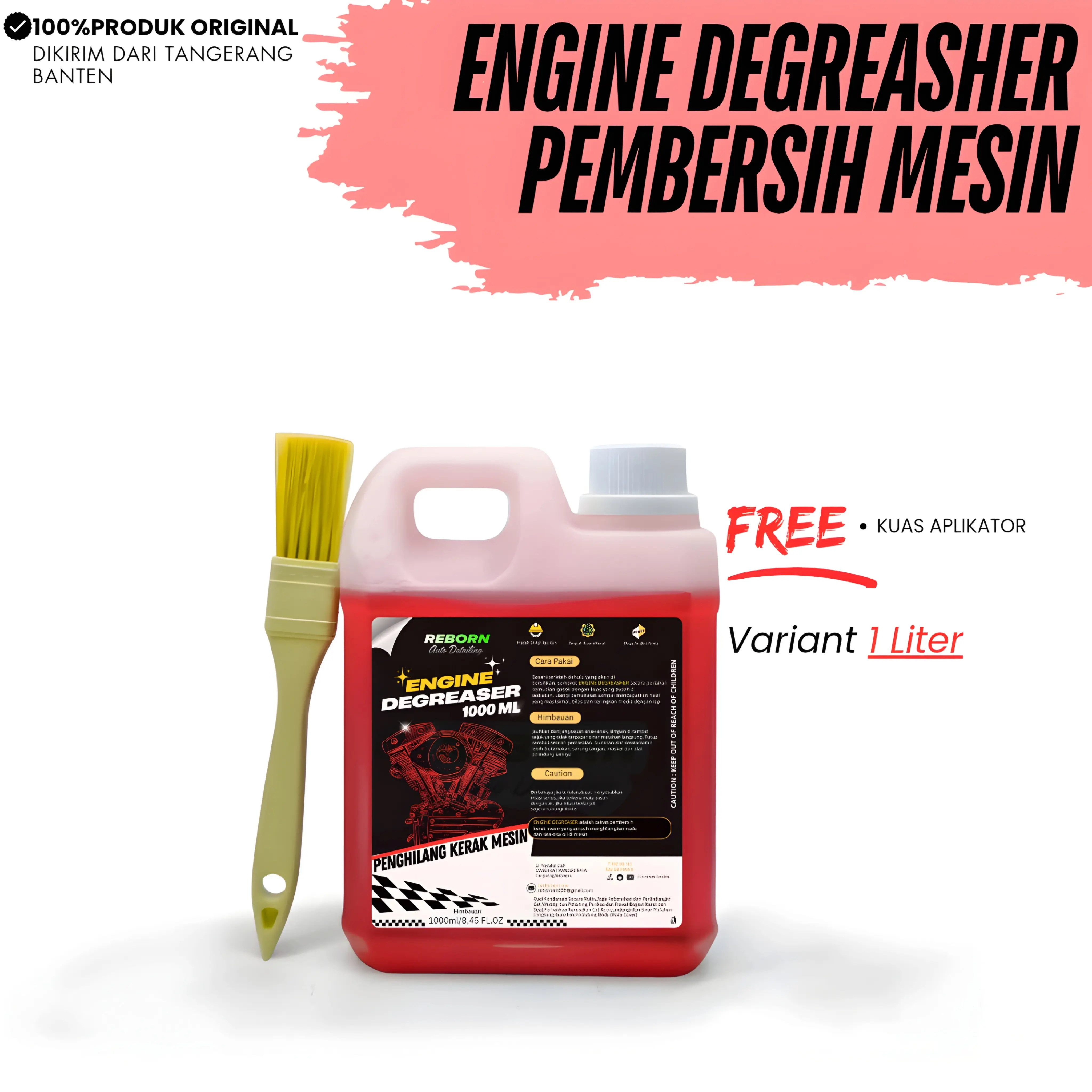 ENGINE DEGREASER pembersih kerak mesin 1 Liter REBORN AUTO DETAILING pembersih kerak oli mesinn original desain terbaru Car Semprot denz