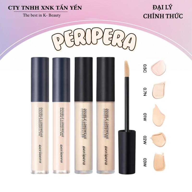  Kem Che Khuyết Điểm Peripera Double Longwear Cover Concealer 5.5g  0.5C - 0.7N - 1W - 2W  