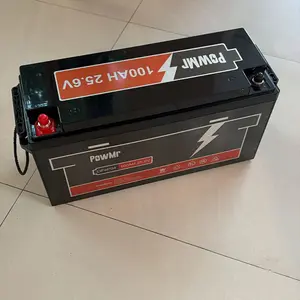PowMr 24V 100AH LiFePo4 Baterai Surya Baterai Ebike Baterai Mobil Dengan Kinerja Tinggi Built-in Perlindungan BMS 100% Energi Aktual Waktu Hidup 10 Tahun Dapat Hingga 2 Unit Seri