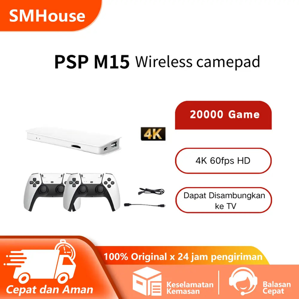 【COD】PSP M15 PRO  Wireless Gamepad  Stik Game PS5 Console 20000 Game 4K 60fps HD Retro 64G Game Stick