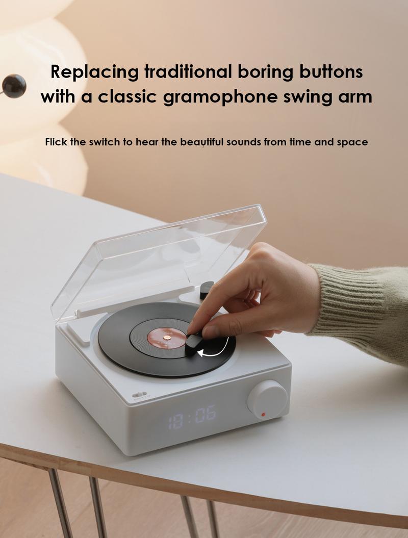 Product Introduction of New alarm clock speaker multifunctional atomic Vintage vinyl Bluetooth speaker phone computer desktop small audio Retro Stereo for Smartphone 24