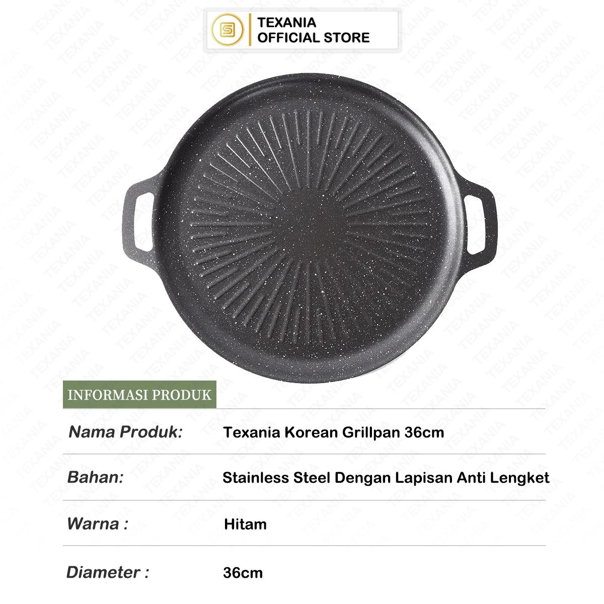 [EXCLUSIVE ISCHAINDYOFC] TEXANIA Korean Grill BBQ Plate 36cm Anti Lengket Kitchenware Praktis dan Efisien untuk Memasak BBQ Korea Kitchenware