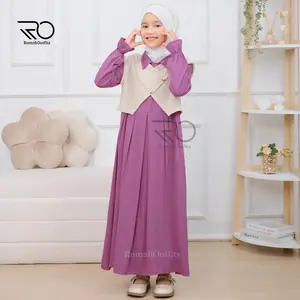 Ayda Kids Gamis Anak bahan Rayon Twill mix Knit Dress Tanggung Gamis Anak Perempuan Syari Gamis anak Terbaru Vest anak Perempaun Gamis Rompi anak Baju Dress Busana Muslim Anak