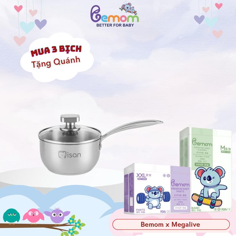 [KOL DEAL SOCK] Combo 3 bịch tã Bemom Plus Hàn Quốc mỏng nhẹ, thấm hút tốt cho bé