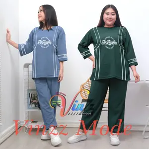 VINZZ- Setelan Jumbo Wanita Ld 115 dan Ld 130 Motif Los Angeles