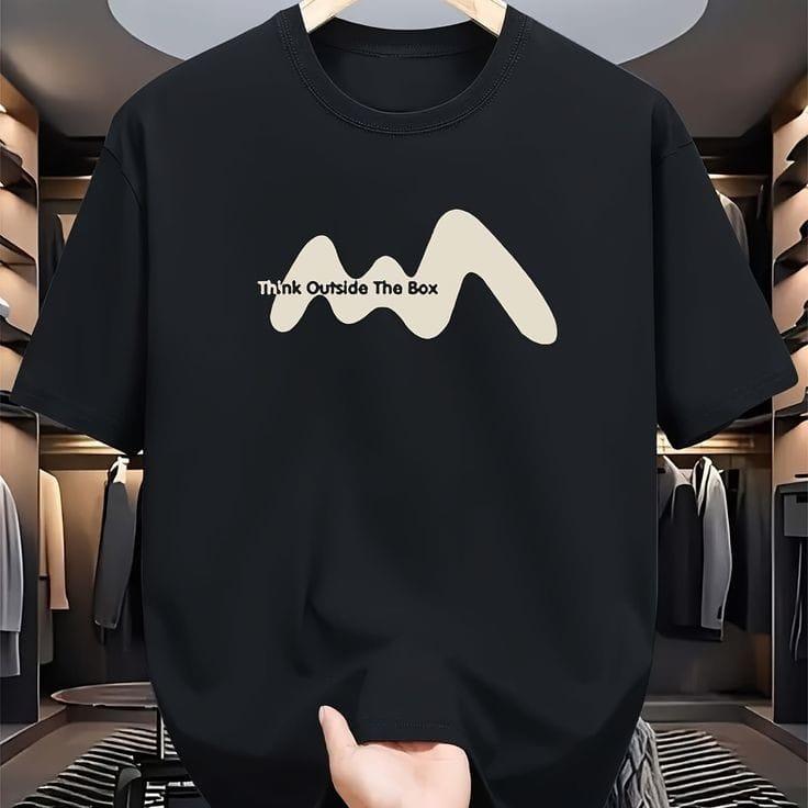 Product Introduction of Tshirt Korean Style Lengan Pendek Cowok dan Cewek Bahan Cotton Combed 24s Premium 100% Tebal dan Adem - Design Terkeren Motif THINK OUTSIDE HITAM - unisex 2