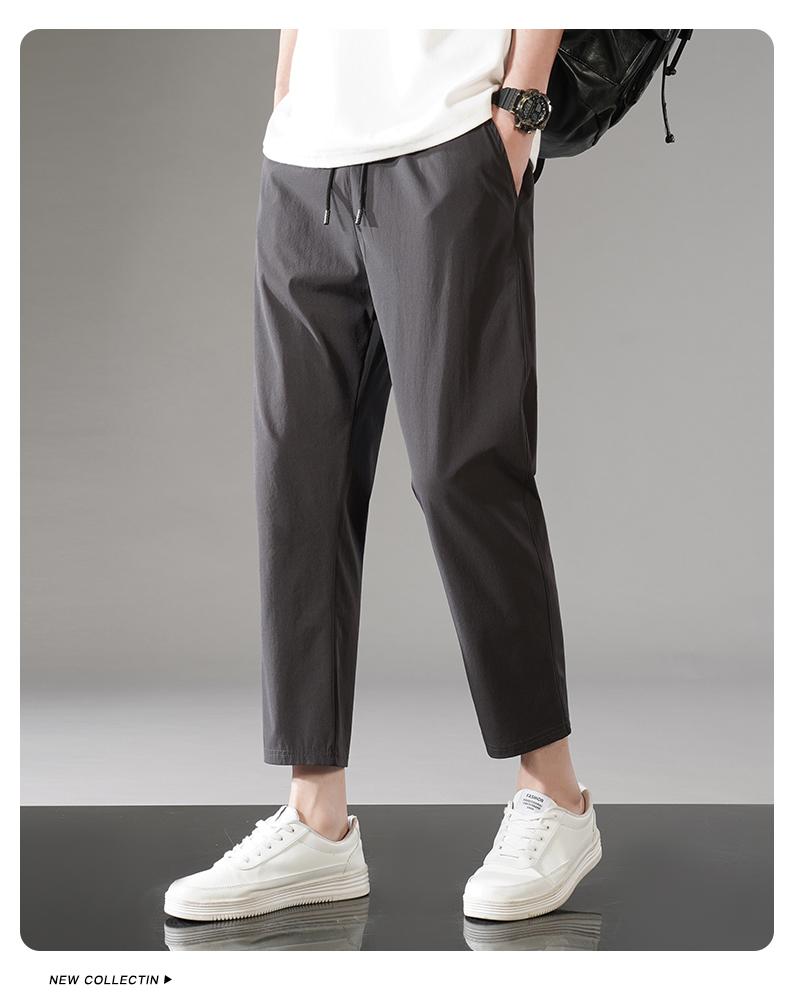 Product Introduction of M-8XL new nylon four-sided elastic summer men's casual sports nine-point pants ice silk small feet men's pants secondary development plus size 24