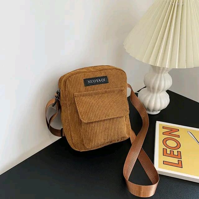 zalfkiz Tas Selempang Corduroy Wanita Cewek Corduroy Import Hitam Coklat Krem Halus 4