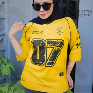 Xvlore | Oversized T-shirt wanita Vintage / Kaos Jumbo Baseball Wanita / Atasan Number Sporty 07
