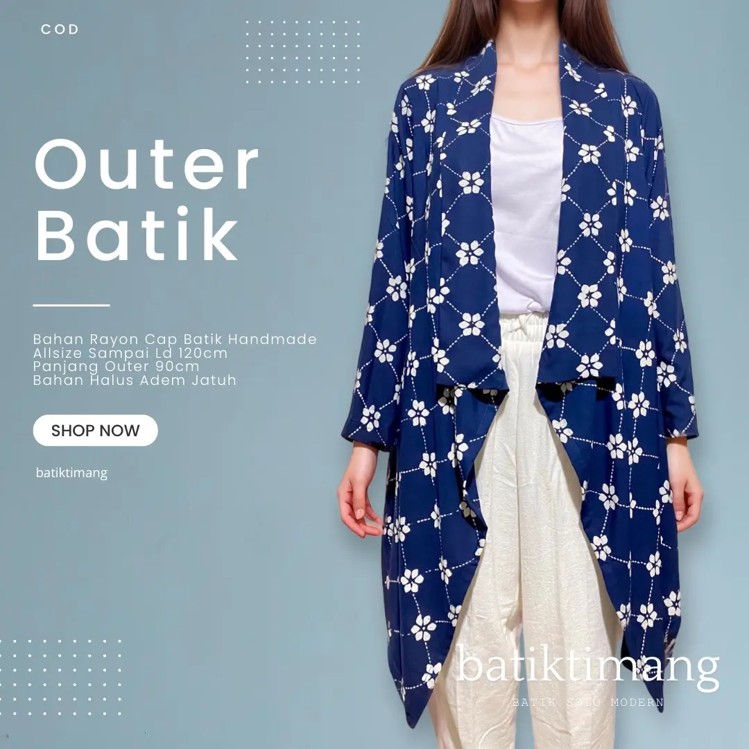 Outer Vest Cardigan Bolero Batik Terbaru Kekinian Wanita Modern Jumbo Bahan Rayon Premium Batik Cap Handmade Solo