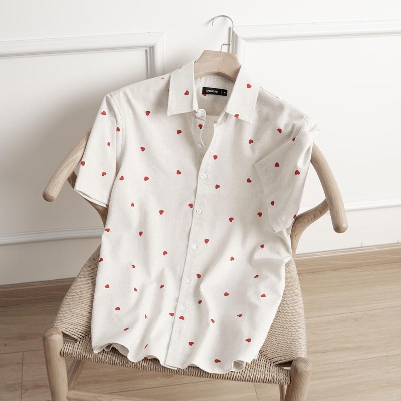  Áo sơ mi trái tim chất vải LINEN thoáng mát chống nhăn form regular LINEN HEART 