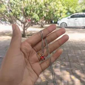 Fairus Ring -Liontin Set Permata RED DLL Anti Karat Tidak Luntur Kalung Titanium Wanita