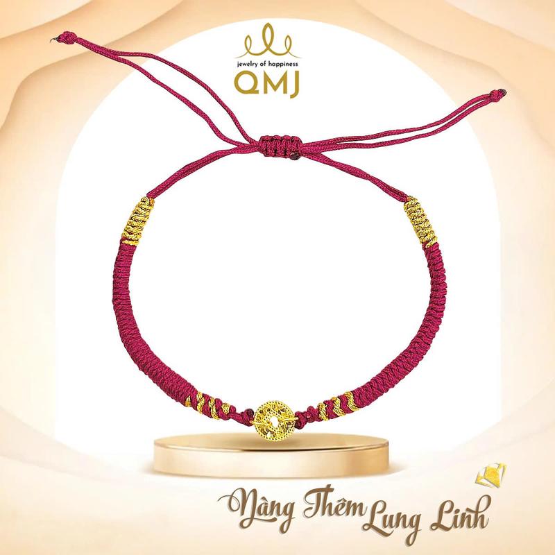 MẠ VÀNG QMJ STORE - Q432 LẮC TAY LỘC PHÁT MẠ VÀNG chỉ tơ ánh vàng charm kim tiền phay kim cương bạc Italy 925