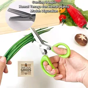 Gunting 5 dan 3 Lapis Daun Bawang Sayur Dapur Kitchen Scissors Layer Stainless Steel Kitchenware