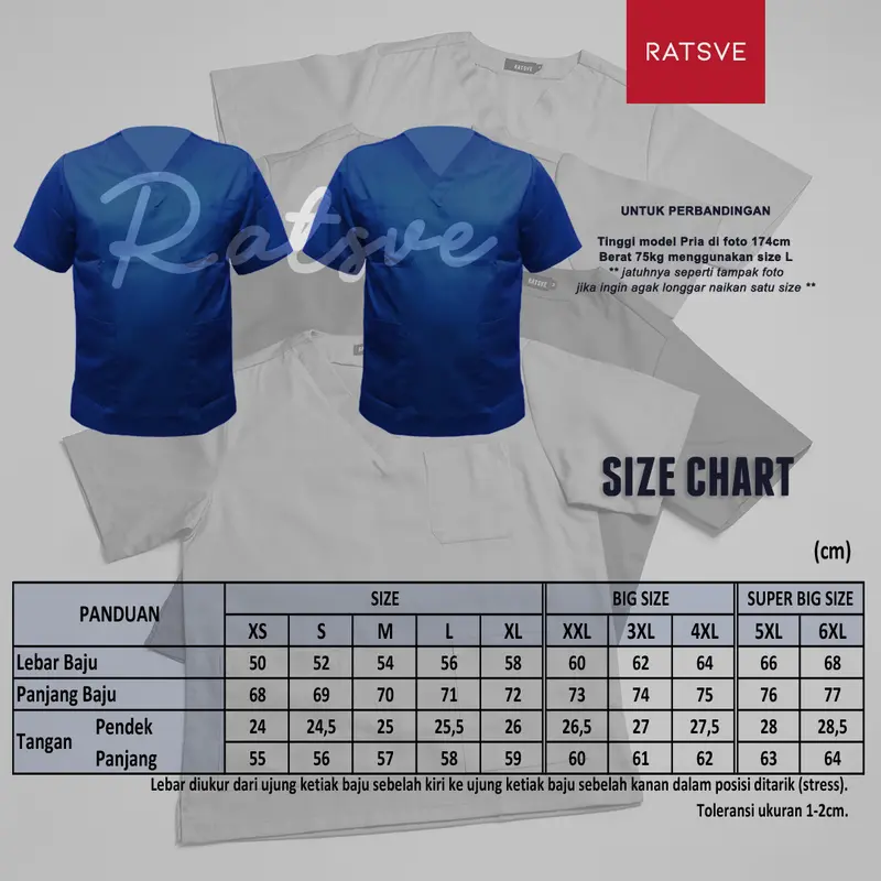 Atasan Baju Jaga Perawat Lengan Pendek / Baju OK - WARNA 1 - Scrub Dokter Ratsve [BAJU SAJA] 7