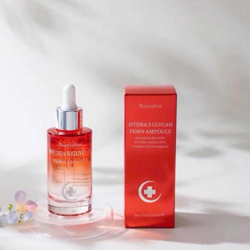   Tặng 2 mặt lạ    Serum chuyên sâu phục hồi dành cho da yếu mỏng nhạy cảm sau xâm lấn Hydra 5 Glycan PDRN Ampoule  50 ml Pharmaform 