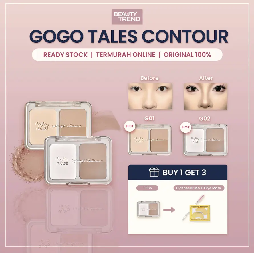 [READY ORI] Gogo Tales Contour Highlight Bronzer Shading Pigmented Mudah Diblend GT710