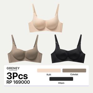 Kompartmen Cawan Bra, Tekan Tubi, BH Selesa, Bernafas, Tanpa Kord, Sesuai untuk Sukan, Wanita, Bra, Greney-gbras, BH, Set 3, Busa-89740 Dusty Pink
