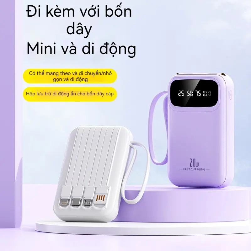 YUWEI Pin Dự Phòng Mini Sạc Nhanh  và PD 20W Đi Kèm 4 Dây Sạc, Dung Lượng 20000mAh | BigBuy360 - bigbuy360.vn