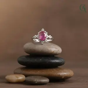 Gemarae Orbit Ring | Natural Gemstone Cincin Silver 925 Rhodium Plated | Batu Permata Asli Sapphire Ruby