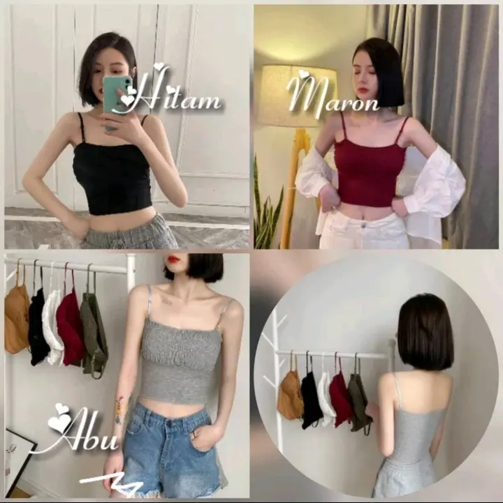 Tank Top Kerut busa tebal 2053
