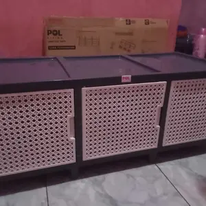 POL Lemari TV Cielo 1 Susun - Meja TV Plastik Motif Rotan Minimalis Modern Ruang Tamu Kamar